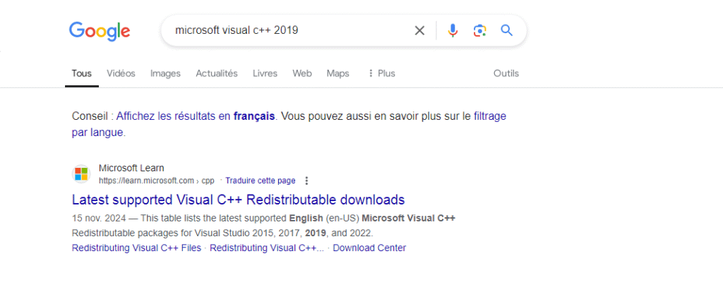 طريقة البحث عن Microsoft Visual c++ Redistributable: