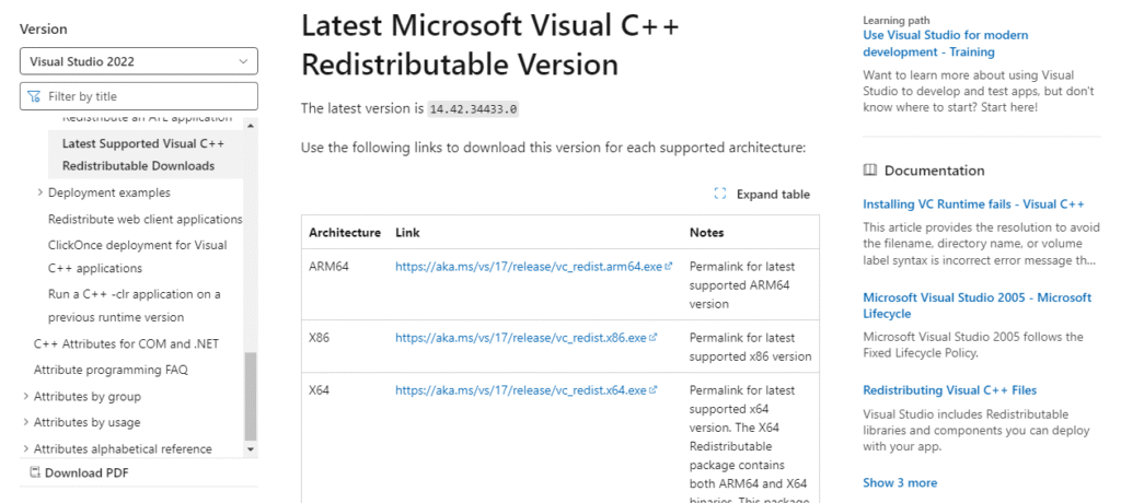 طريقة البحث عن Microsoft Visual c++ Redistributable