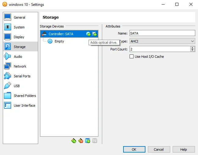 طريقة ادراج القرص على Virtual Machine في VirtualBox