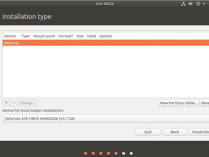 طريقة تقسيم القرص الصلب اثناء تثبيت Ubuntu كنظام وهمي