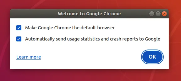 تشغيل Google Chrome على Ubuntu بعد التثبيت