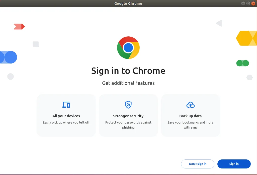 تشغيل Google Chrome على Ubuntu بعد التثبيت
