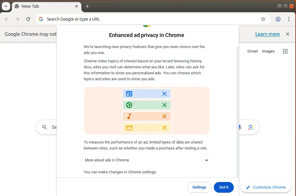 تشغيل Google Chrome على Ubuntu